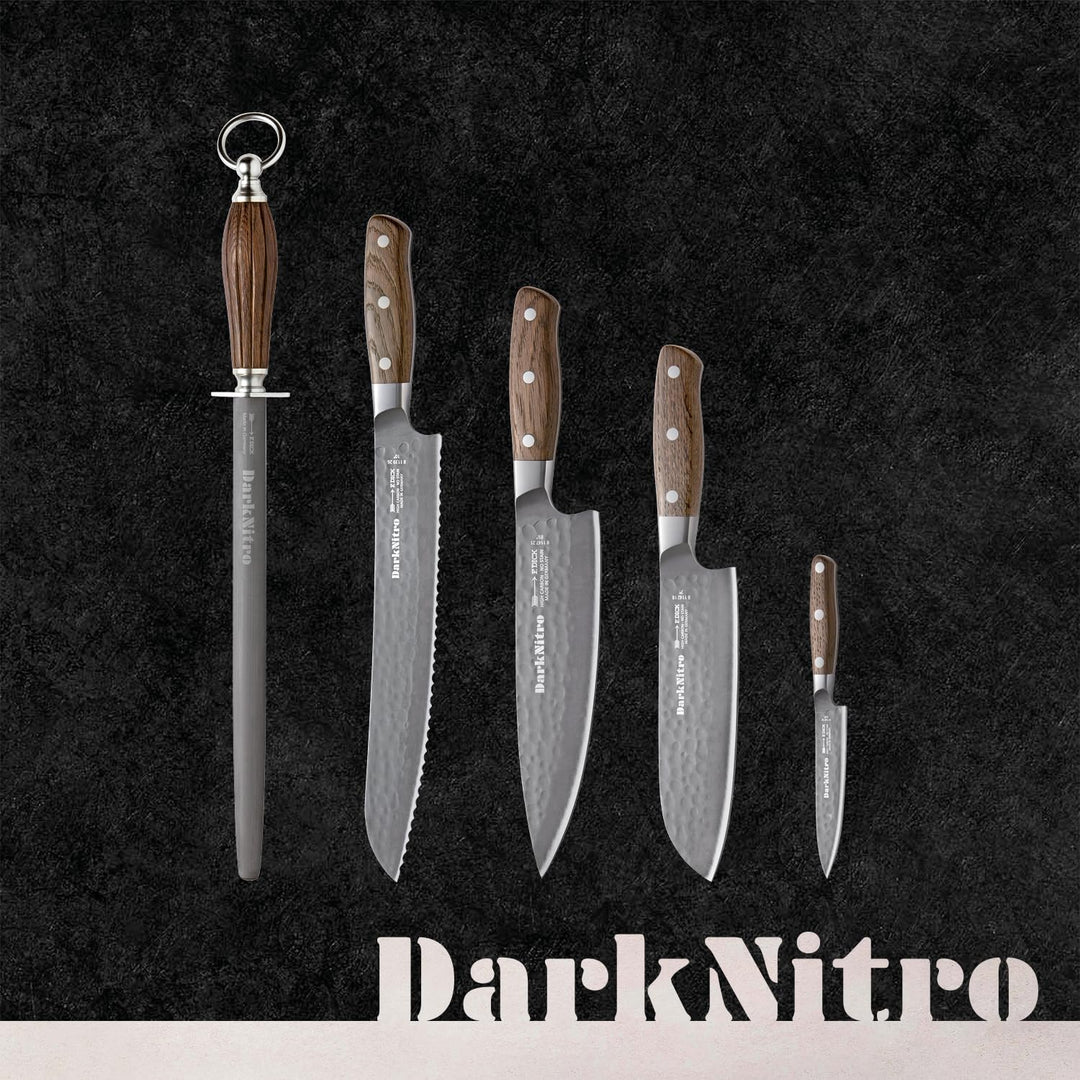 F. DICK DarkNitro Santoku Messer (Küchenmesser/Kochmesser für die asiatische Küche, Griff aus Eichen
