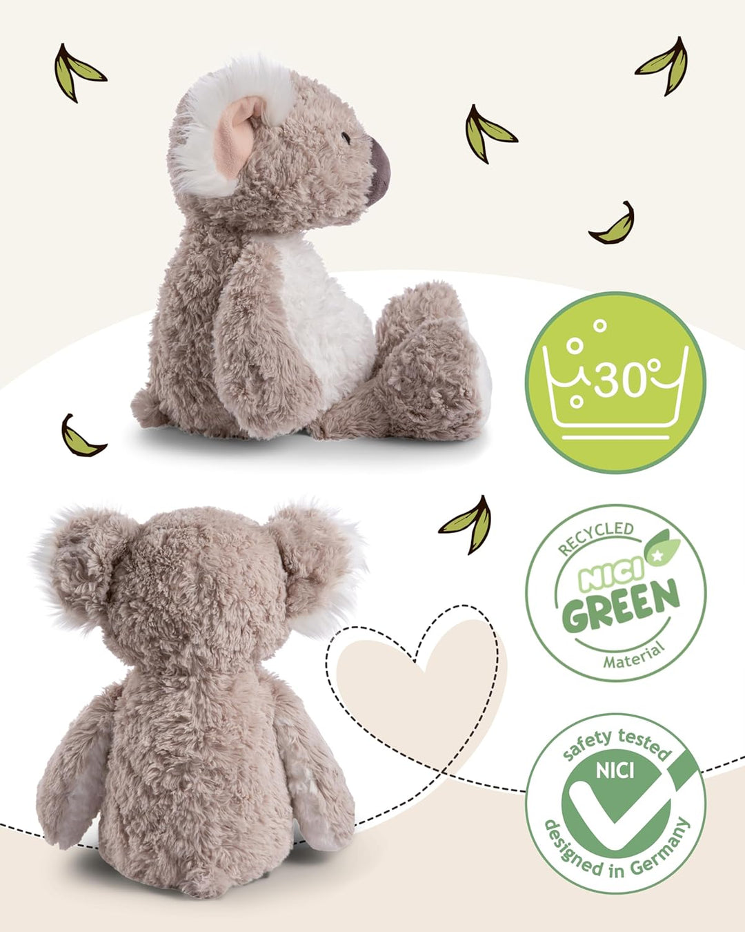 NICI Kuscheltier Koala Karbor 50cm grau - Stofftier aus weichem Plüsch, niedliches Plüschtier zum Ku