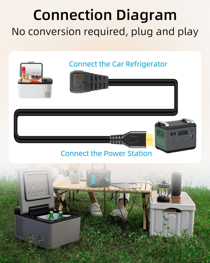 GELRHONR XT60 auf 12V DC Auto Kühlbox Kabel14AWG, Robustes 12-Volt-Car Kühlschrank Netzteilkabel Por