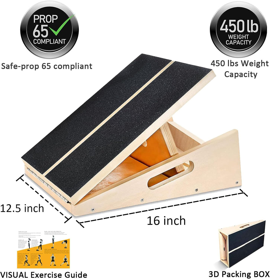 Professionelles Schrägbrett aus Holz, verstellbares Neigungsbrett und Wadendehner, Stretch-Brett - e