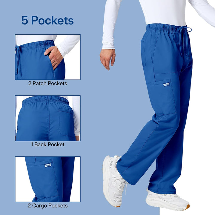 Workwear Professionals Men Scrubs Pant Tapered Leg Fly Front Cargo WW190 XS Kurz Königlich (Royal),