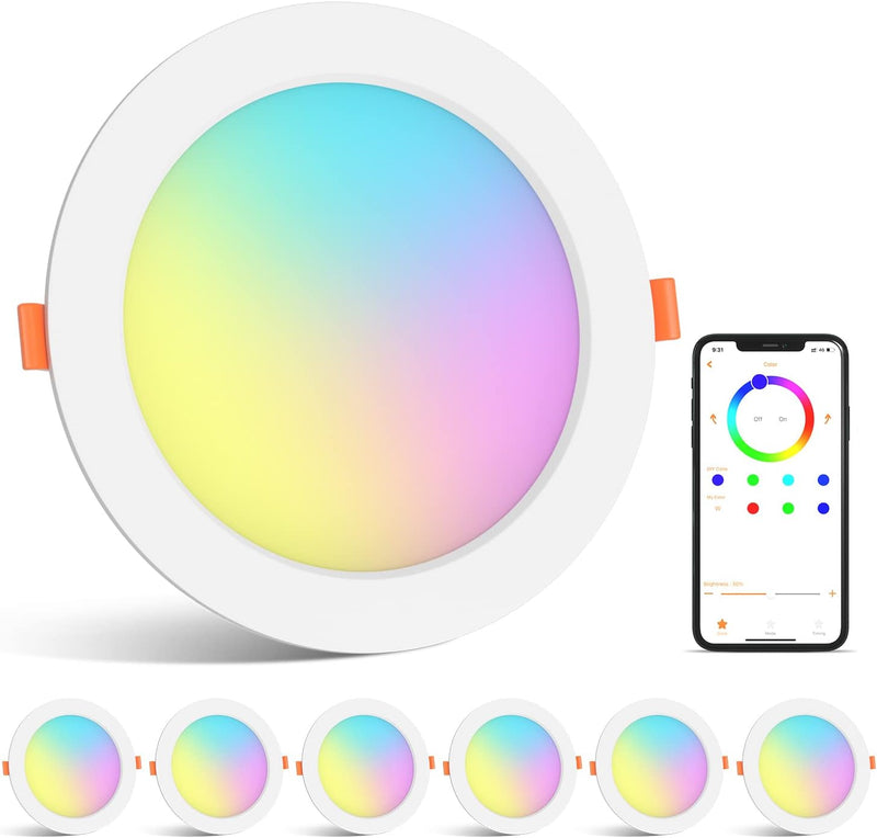 ChangM LED Einbaustrahler RGB Einbauleuchten 12W 4Zoll Warmweiss Leuchtmittel Bluetooth APP-Steuerun