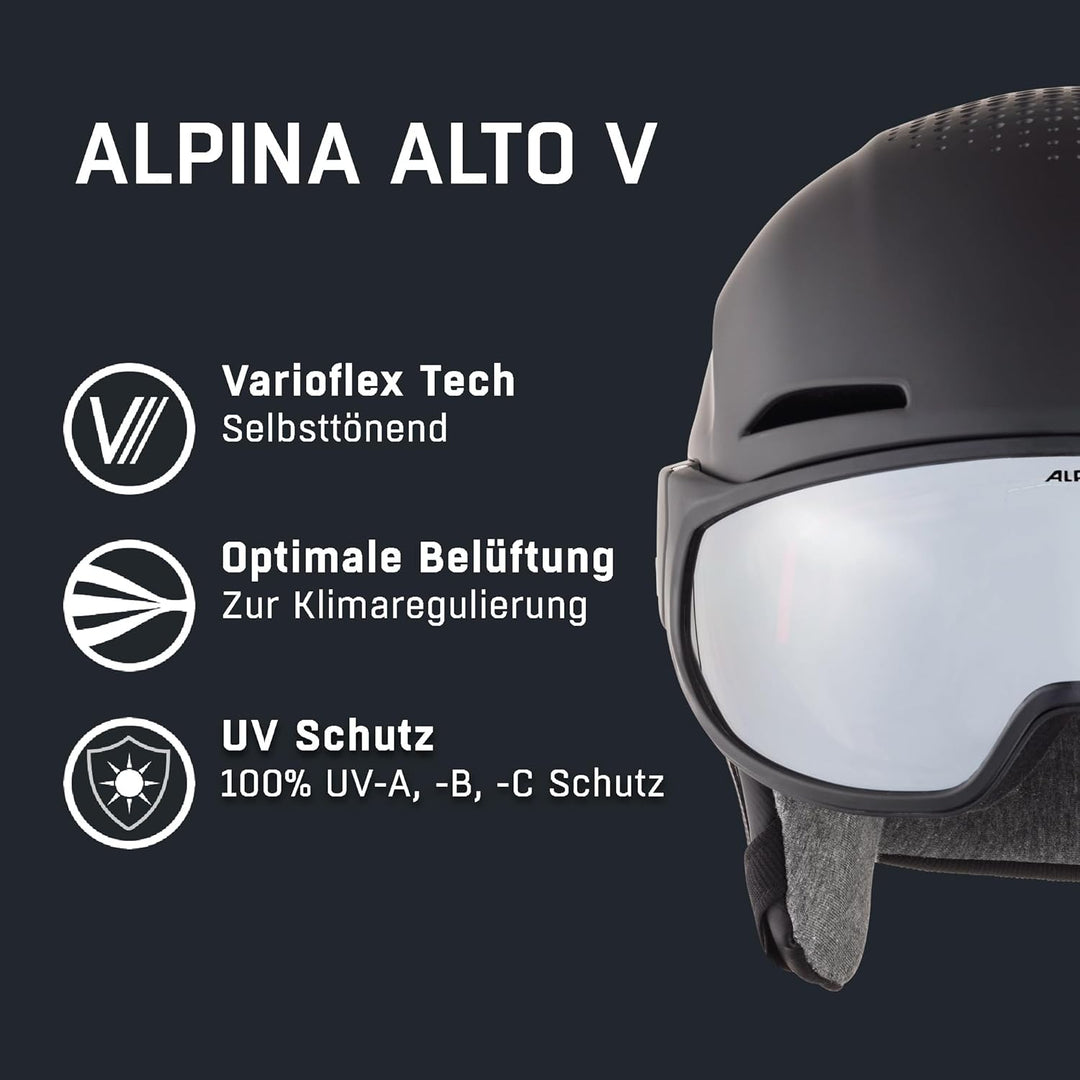 ALPINA Unisex - Erwachsene, ALTO V Skihelm black matt 59-63 cm, black matt 59-63 cm