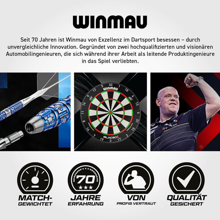 WINMAU Joe Cullen 18 Gram Tungsten Softip Darts Set with Prism Flights and Shafts (Stems)