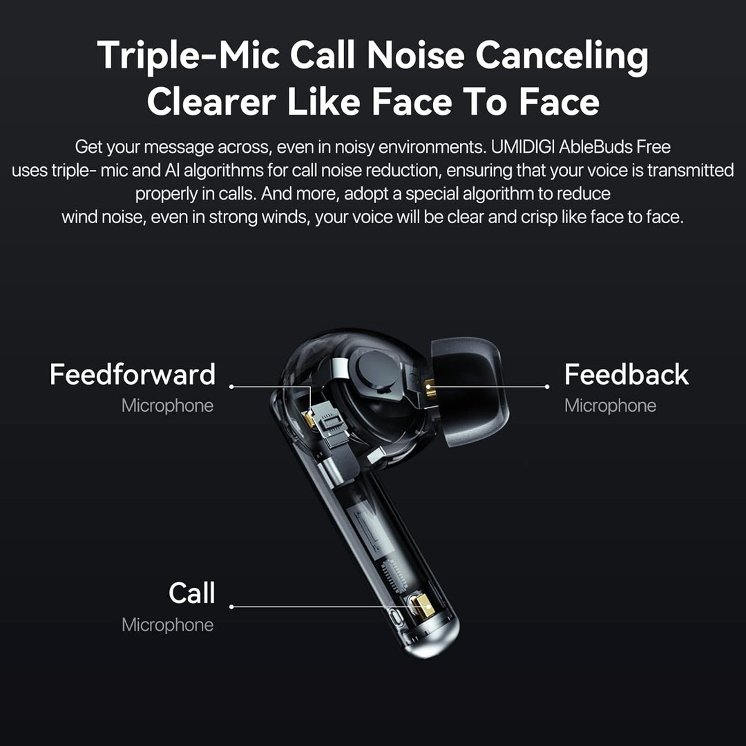 UMIDIGI Bluetooth Kopfhörer,Wireless Earbuds Ablebuds Free In-Ear Kopfhöhrer 45dB Lärmreduzierung,AN