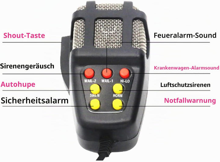 Autosirene Autohupe elektrische Hupe Notverstärker Autosirene mit Mikrofon PA Lautsprechersystem 7 T