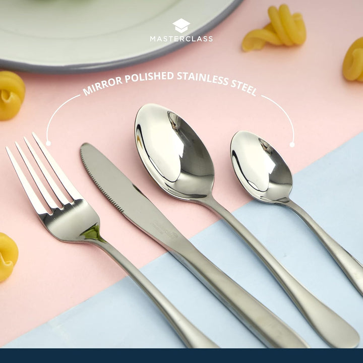 MasterClass Kinderbesteck-Set, Edelstahl, 4-teilig, Silber (Packung mit 2) 28 x 18 x 18 cm (Packung