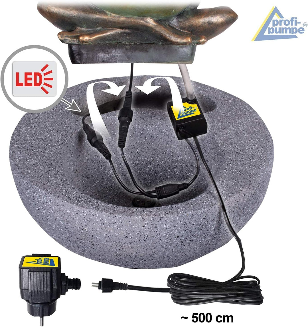 Gartenbrunnen Brunnen Zierbrunnen Zimmerbrunnen Springbrunnen Brunnen Frosch-Prinz mit LED-Licht 230