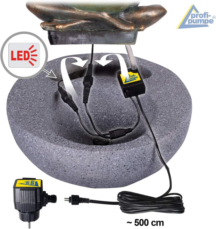Gartenbrunnen Brunnen Zierbrunnen Zimmerbrunnen Springbrunnen Brunnen Frosch-Prinz mit LED-Licht 230