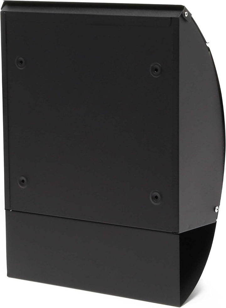 Wiltec Designer Briefkasten V18 schwarz 305 x 120 x 400 mm, Wandbriefkasten mit Schloss, Sichtfenste