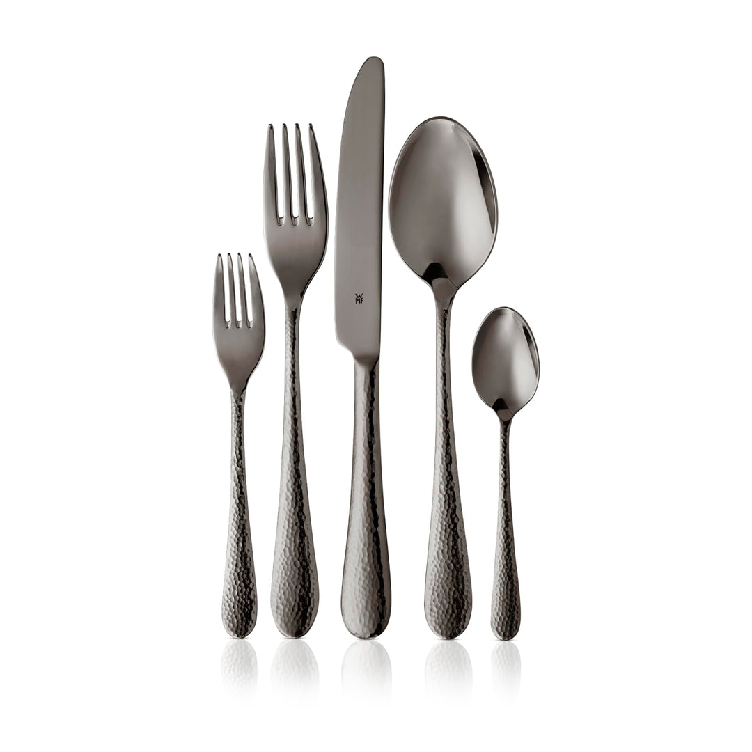 WMF Sitello Besteck Set 6 Personen, Midnight-Edition, Essbesteck Set 30 teilig, Monobloc-Messer, Cro
