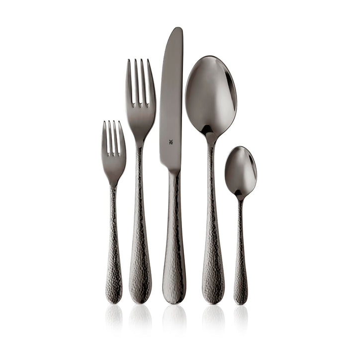 WMF Sitello Besteck Set 6 Personen, Midnight-Edition, Essbesteck Set 30 teilig, Monobloc-Messer, Cro