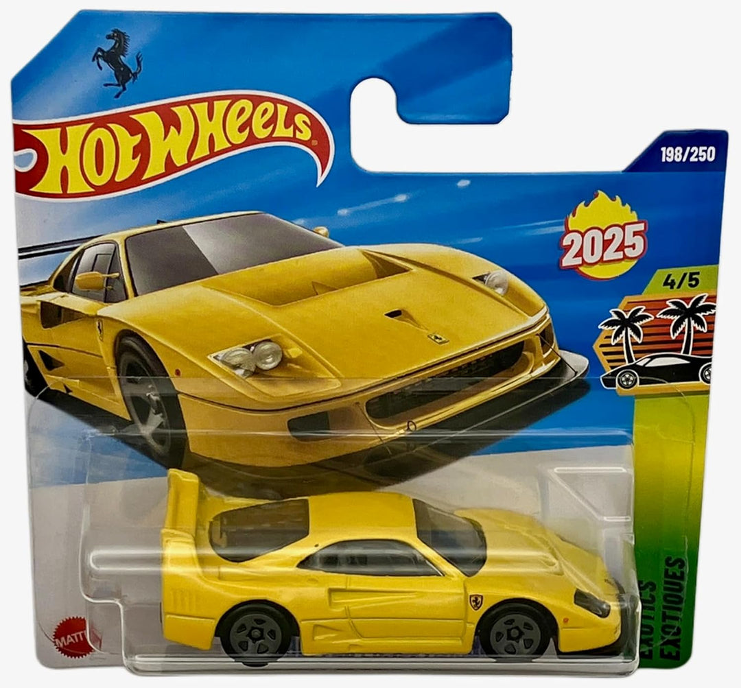 Hot Wheels Ferrari F40 Competizione JBB92 HW Exotics 4/5 Short Card gelb Ferrari Lizenz Mattel 2025
