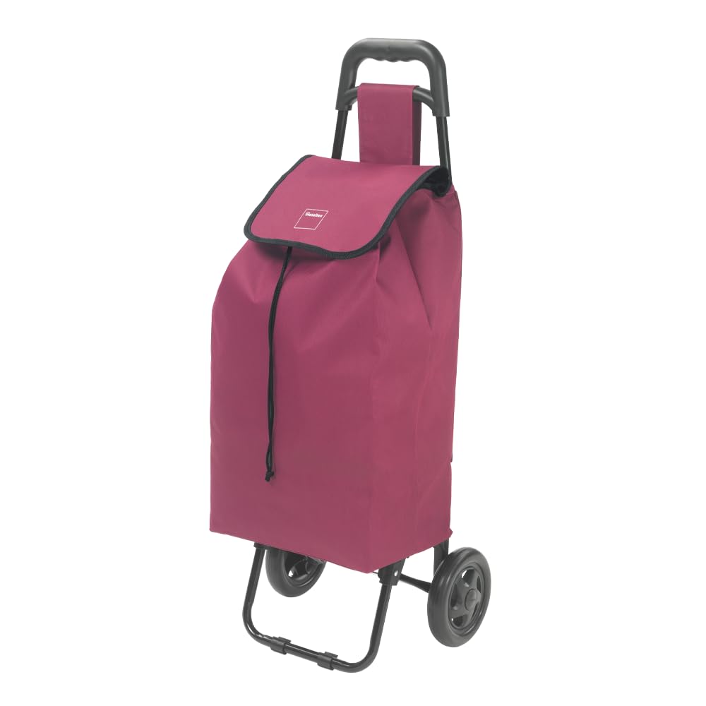 Metaltex Daphne Einkaufstrolley 40L mit Regenschirmtasche, abnehmbare Tasche, Bordeaux Daphne 40L Bo