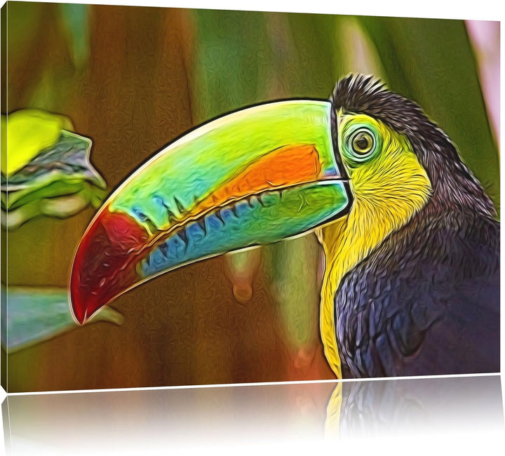 schöner Tukan Deluxe Format: 100x70 cm auf Leinwand, XXL riesige Bilder fertig gerahmt mit Keilrahme
