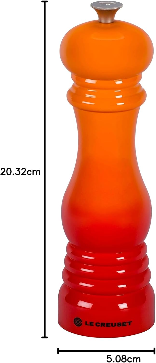 Le Creuset Pfeffermühle, ABS-Kunststoff, 6,2 x 6,2 x 20,8 cm, Keramik-Mahlwerk, Ofenrot, 96001900090