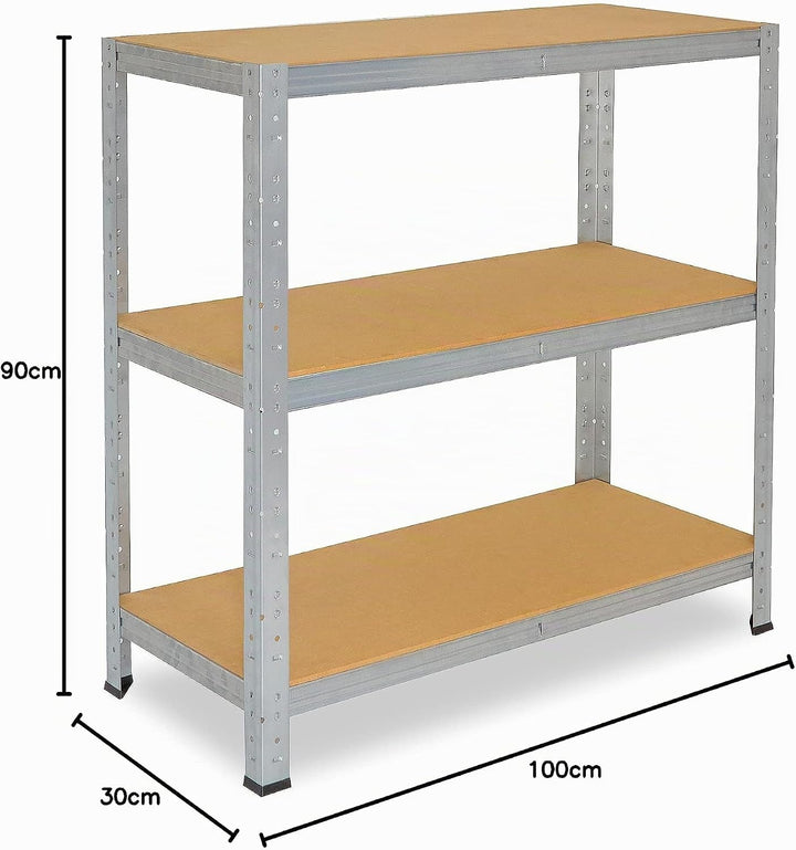 shelfplaza® 90x100x30cm HOME Schwerlastregal verzinkt/Metallregal mit 3 Böden/Kellerregal Metall, Ga