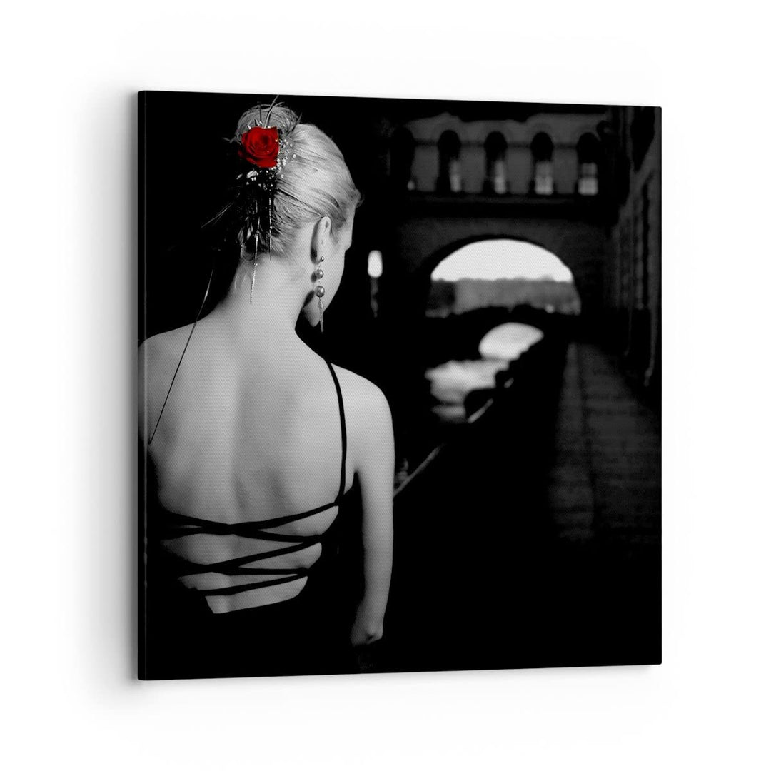 Bilder auf Leinwand 70x70cm Leinwandbild mit Rahmen Lady Rose Mystery Gross Wanddeko Bild Schlafzimm
