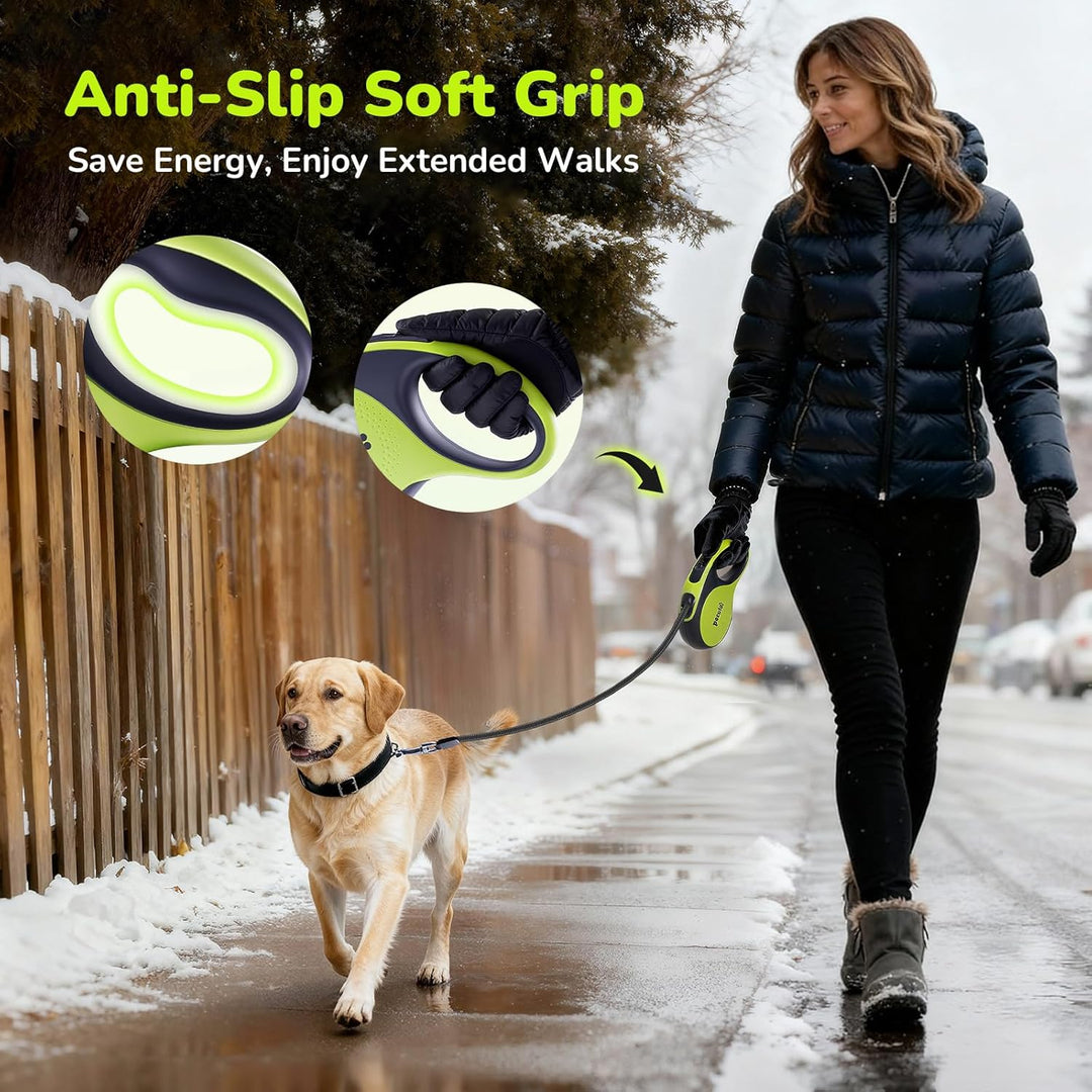Pecute Hundeleine 5m, Verbesserte Kausichere Rollleine für Hunde, EIN-Knopf-Steuerung & Verwicklungs