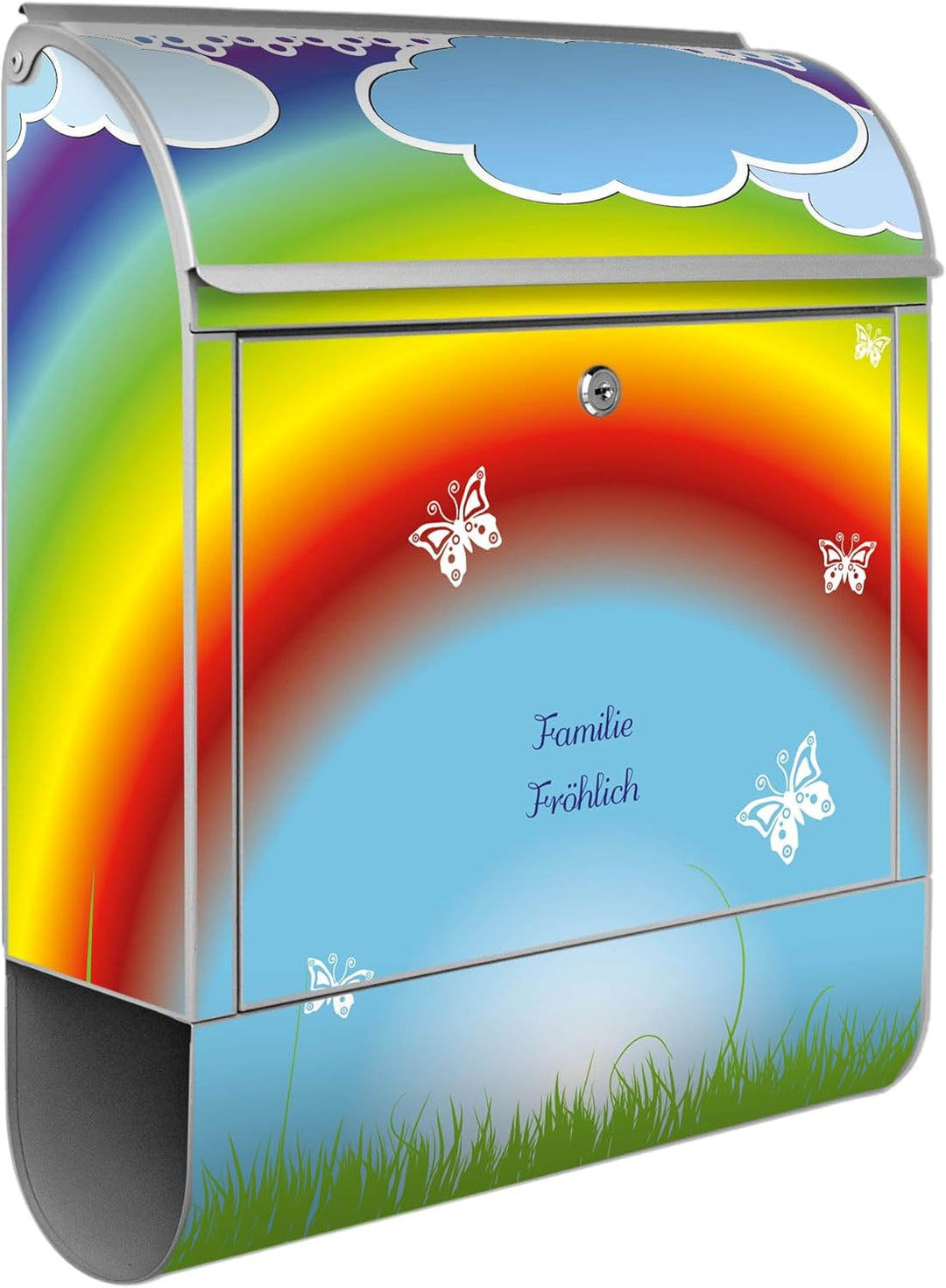 banjado Design Briefkasten personalisiert 38,5x46,5x13cm & 2 Schlüssel - Briefkasten Stahl Silber Ze