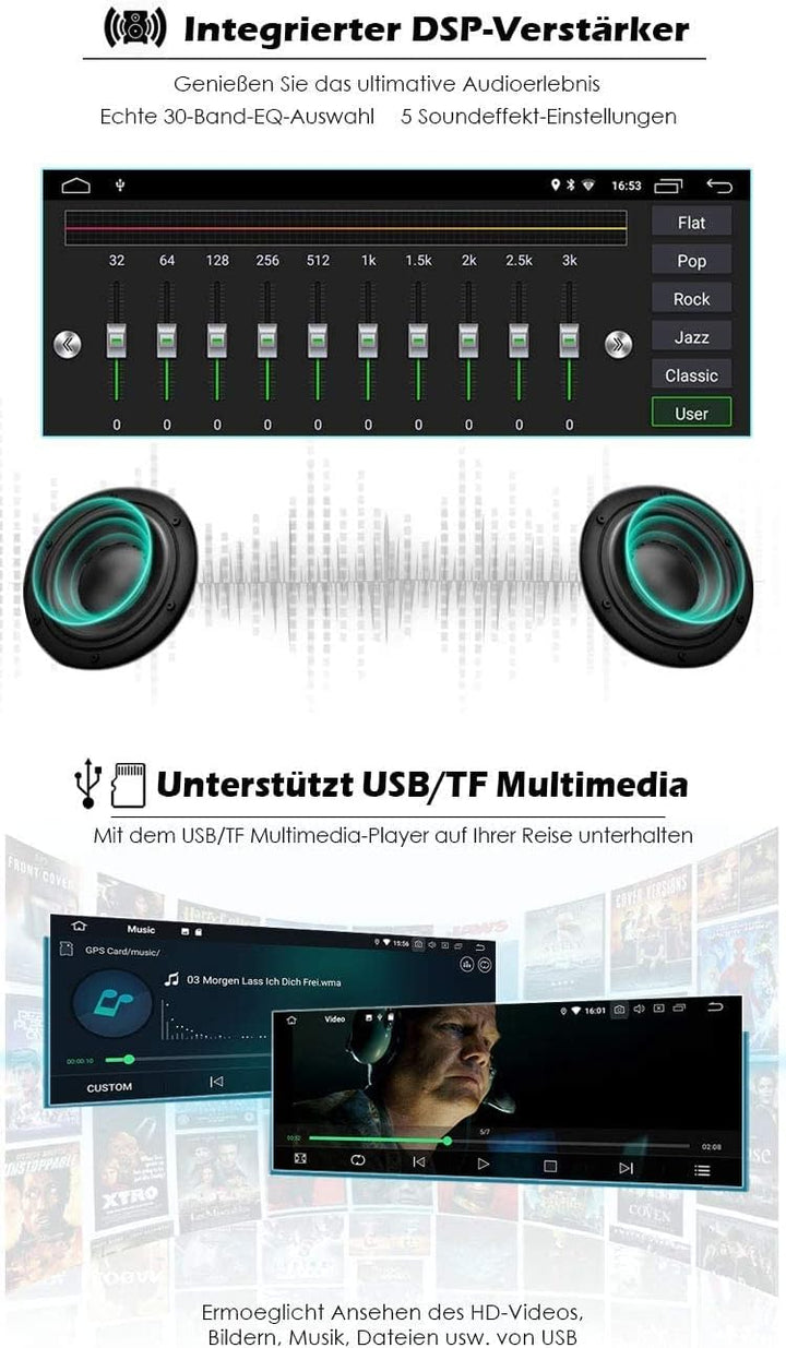 Erisin 10.25 Zoll Android 10.0 Autoradio mit GPS Navi Für BMW 5er E39 E53 M5 X5 Eingebauter CarPlay
