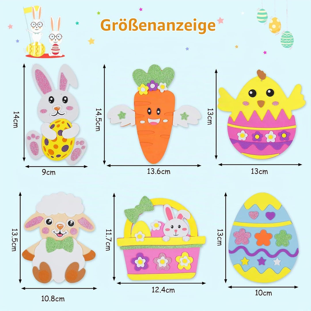 LAMEK 12 Ostern Bastelsets Kinder Kreative Ostern Kunsthandwerk zum Basteln mit Design Hasen Osterei