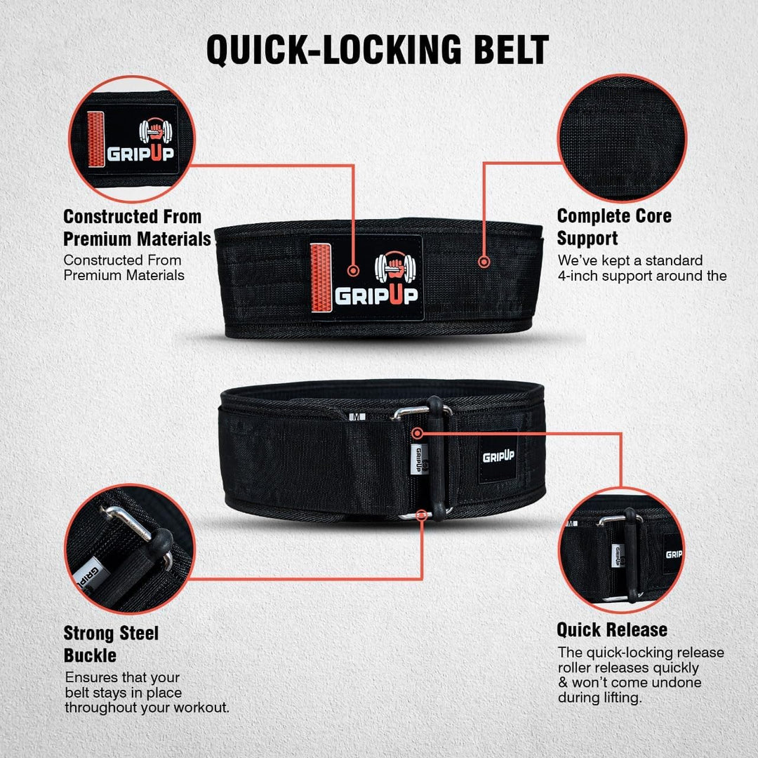 Gewichthebergürtel 4” aus Nylon – Leichter Trainingsgürtel für Krafttraining, Fitness und Gym Workou