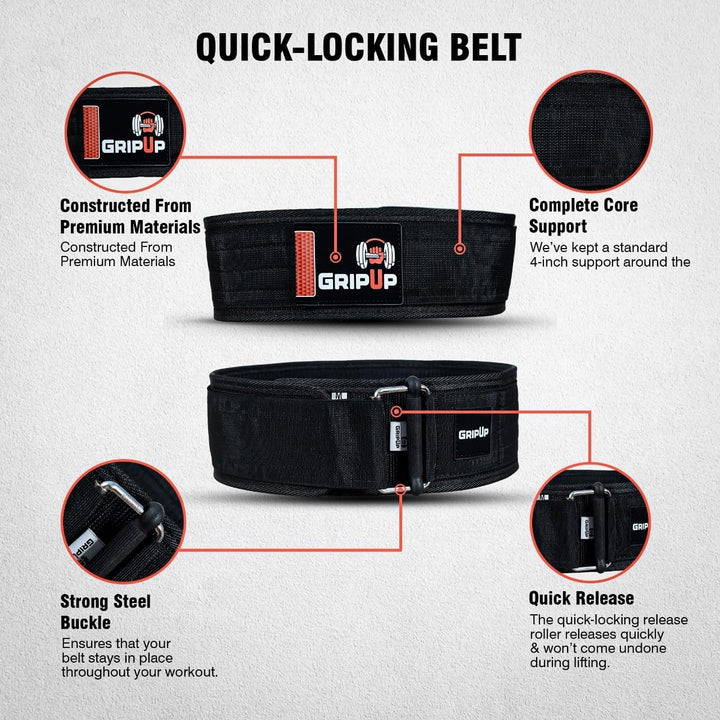 Gewichthebergürtel 4” aus Nylon – Leichter Trainingsgürtel für Krafttraining, Fitness und Gym Workou
