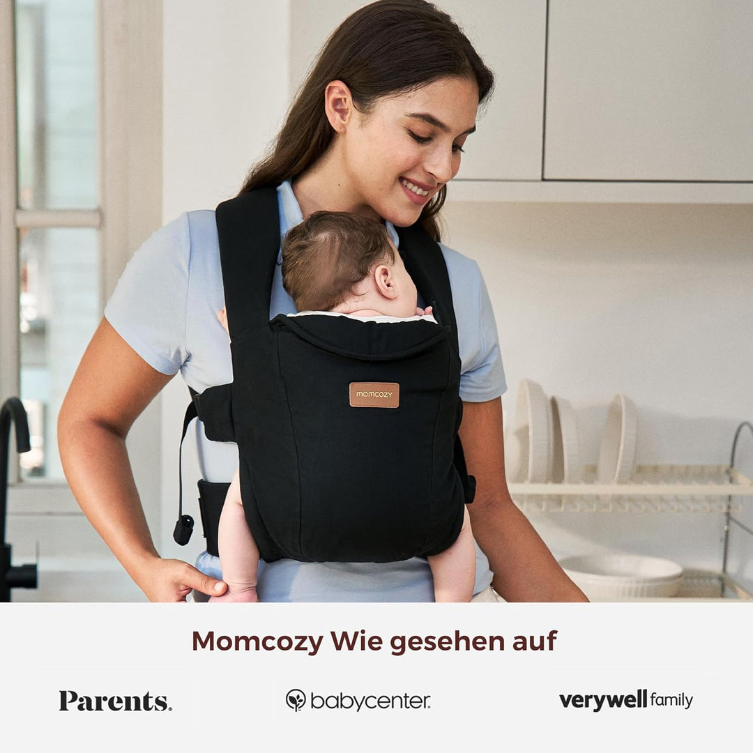 Momcozy Babytrage Neugeborene ab Geburt | Ergonomische Tragehilfe mit Nackenstütze | Leicht & sicher