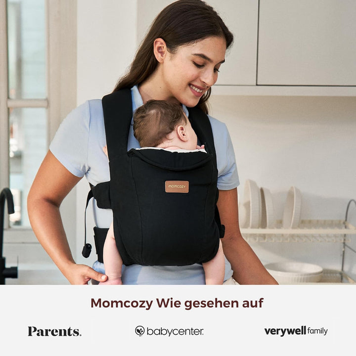 Momcozy Babytrage Neugeborene ab Geburt | Ergonomische Tragehilfe mit Nackenstütze | Leicht & sicher