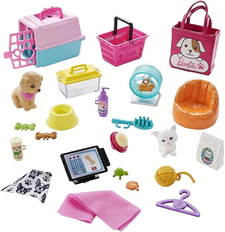 Barbie Tierpflege-Set Puppenfiguren + Zubehör 25 Stück