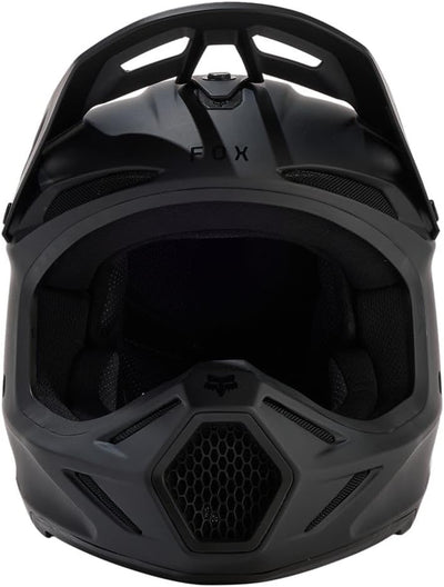 Fox Motocross-Helm V3 Solid - Matt Schwarz Schwarz L, Schwarz L