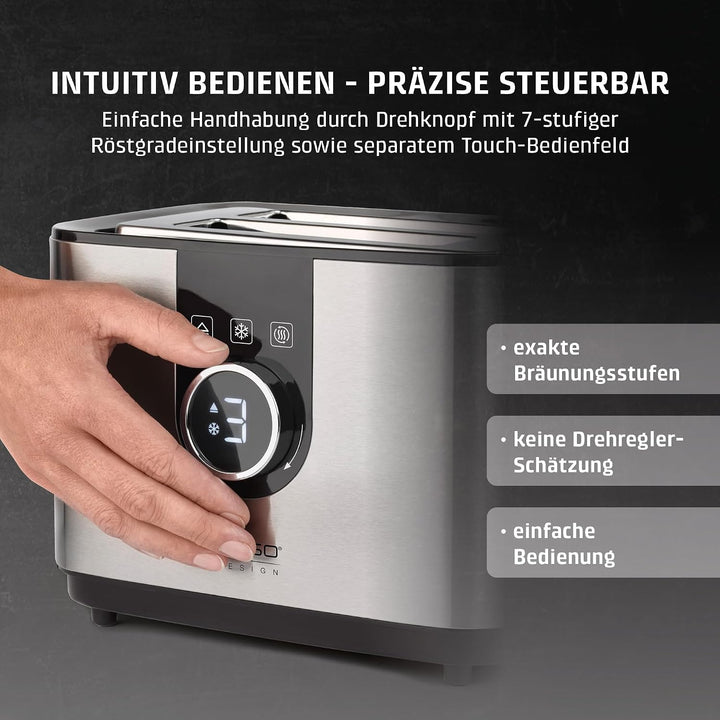 CASO Selection T 2 - Design Toaster, Edelstahlgehäuse, Optimale Röstgradeinstellung auf 7 Stufen, In