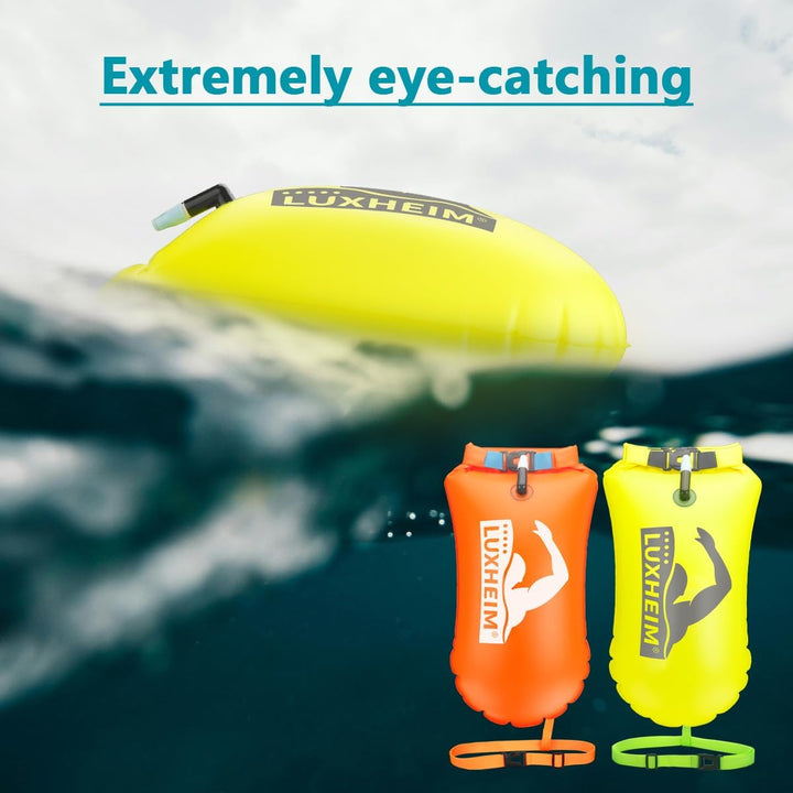 2 Pack Schwimmen Boje Schleppschwimmer für Open Water Schwimmen gut sichtbar Schwimmer Dry Bag wasse