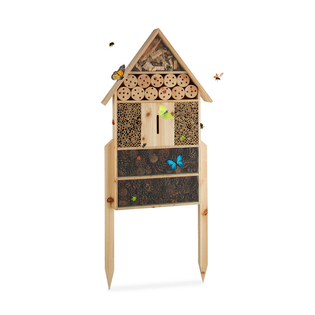 "Relaxdays Insektenhotel XL stehend, Nisthilfe für Bienen, Florfliegen, Marienkäfer, Holz HxBxT: 79