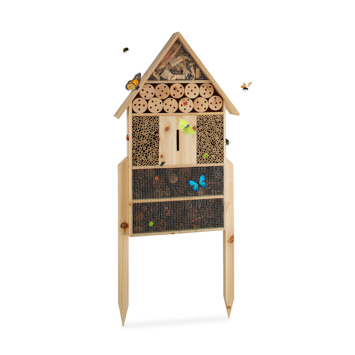 "Relaxdays Insektenhotel XL stehend, Nisthilfe für Bienen, Florfliegen, Marienkäfer, Holz HxBxT: 79