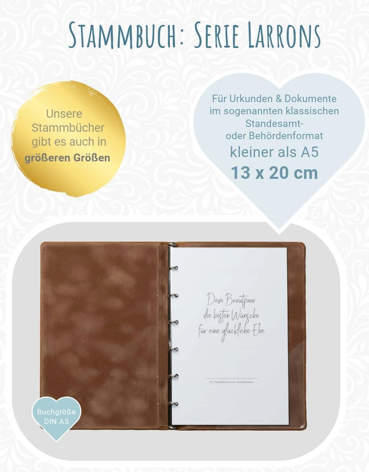 Stammbuch der Familie Larrons Leder Hochzeit Herz