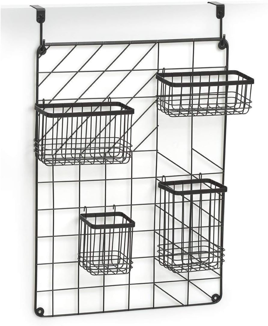 Zeller 27407 Wand-Organizer Set, 5-tlg., Metall, schwarz, ca. 46 x 12 x 60,3 cm