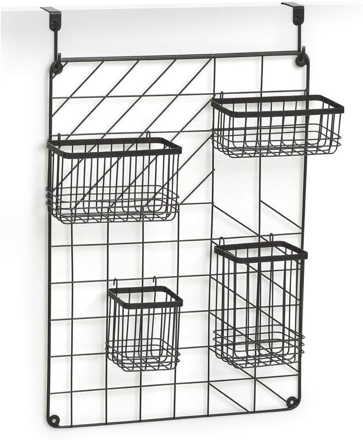 Zeller 27407 Wand-Organizer Set, 5-tlg., Metall, schwarz, ca. 46 x 12 x 60,3 cm