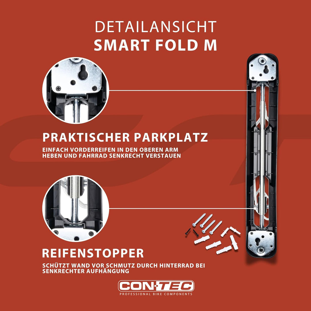 CONTEC Wandpräsenter smART fold, 35kg, aus Stahl, platzsparend, Schwenkbar, Befestigungsmaterial, 1