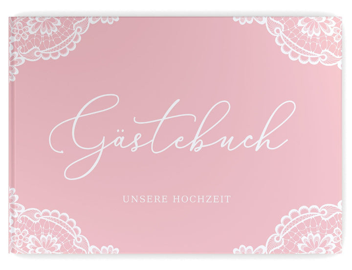 DeinWeddingshop Gästebuch Hochzeit ohne Fragen Vintage Romantic Spitze - Hochzeitsgästebuch, Hardcov