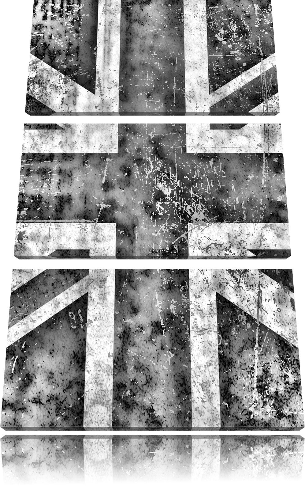 Pixxprint Union Jack / 3-Teilig/Gesamtmass 120cm Leinwandbild bespannt auf Holzrahmen/Wandbild Kunst
