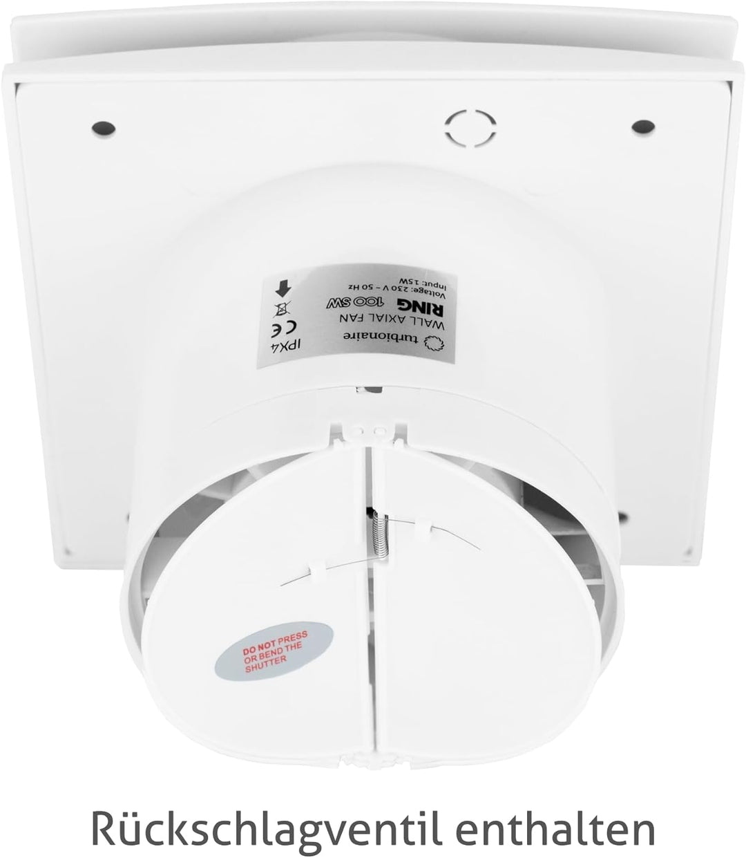 Turbionaire RING 100 SW Badlüfter Fan, Doppelte Ansaugung und Vorderseite, 100 mm, Weiss, Nichtrückk