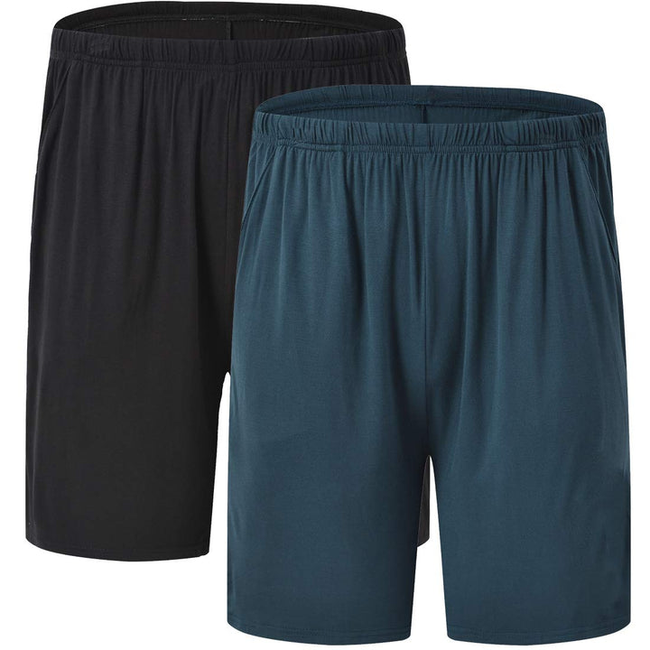 JINSHI Herren Schlafanzughosen Kurz Pyjamahose Sommer Nachtwäsche Shorts L 2er Pack-02, L 2er Pack-0