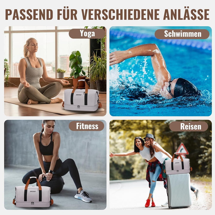 Sporttasche & Reisetasche für Damen und Herren - mit Schuhfach & Nassfach, Large Capacity Travel Bag
