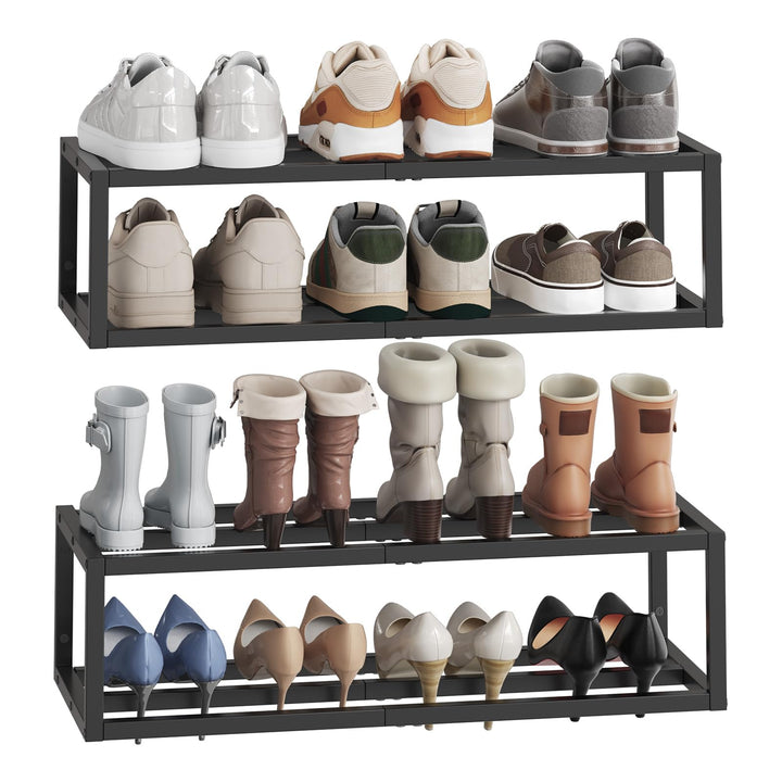 HOOBRO Schuhregal Wand, Schuh Wandregal, Hängende Schuhablage, Wandmontage, 2er Set, Metall, platzsp