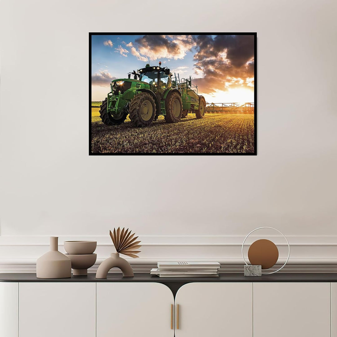 LXTOPN Diamond Painting Traktor Bilder,5D Vollbohrer Malen Nach Zahlen Grün Traktor dekor Bild Set,M