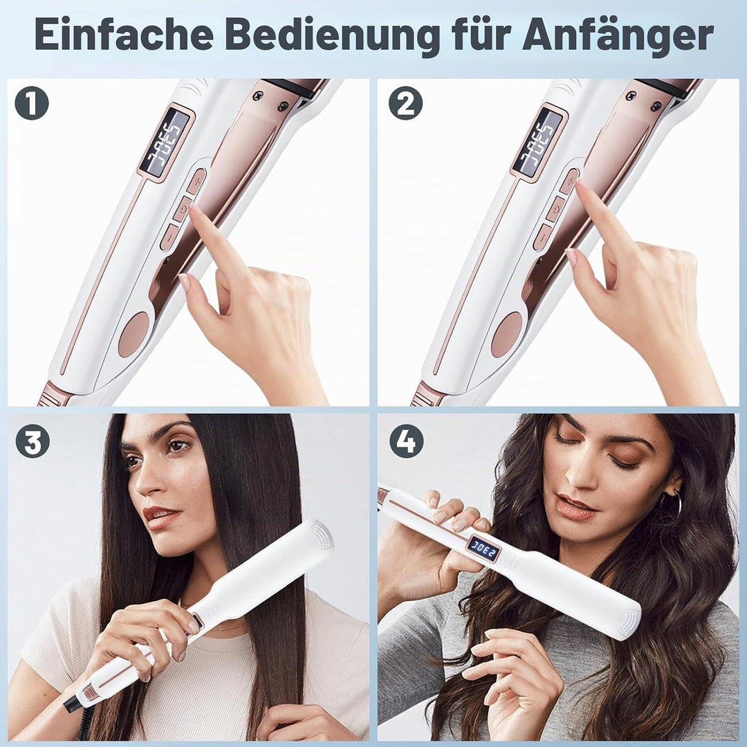 Haarglätter mit Ionen &amp; Plasma | LCD-Display, 27 Temp. (100-230°C) | 3D Titan-Keramik-Turmalin | 10s