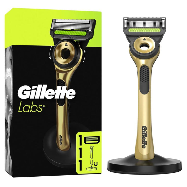 GilletteLabs mit Reinigungs-Element, Rasierer für Männer Champion Gold Edition, 1 Handstück 1, mit W