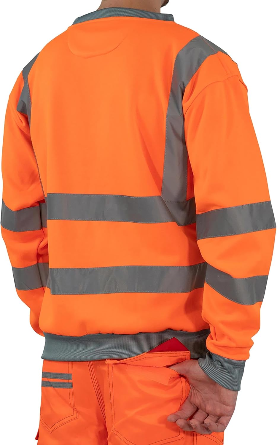 Warnschutz Pullover Herren EN ISO 20471 Klasse 3 Sicherheits-Sweatshirt mit Reflexstreifen, Rundhals